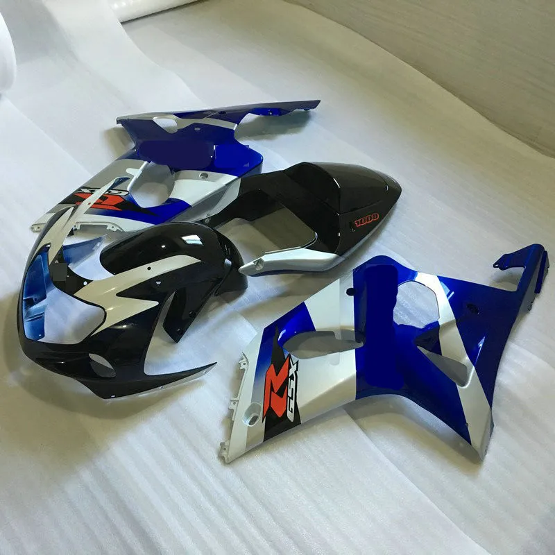 Custom Silver blue Fairing Kit for SUZUKI GSXR600 750 K1 01 02 03
