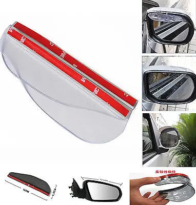

2 Pcs Transparent Universal Car Flexible Plastic Rear Mirror Rain Board Eyebrow Black