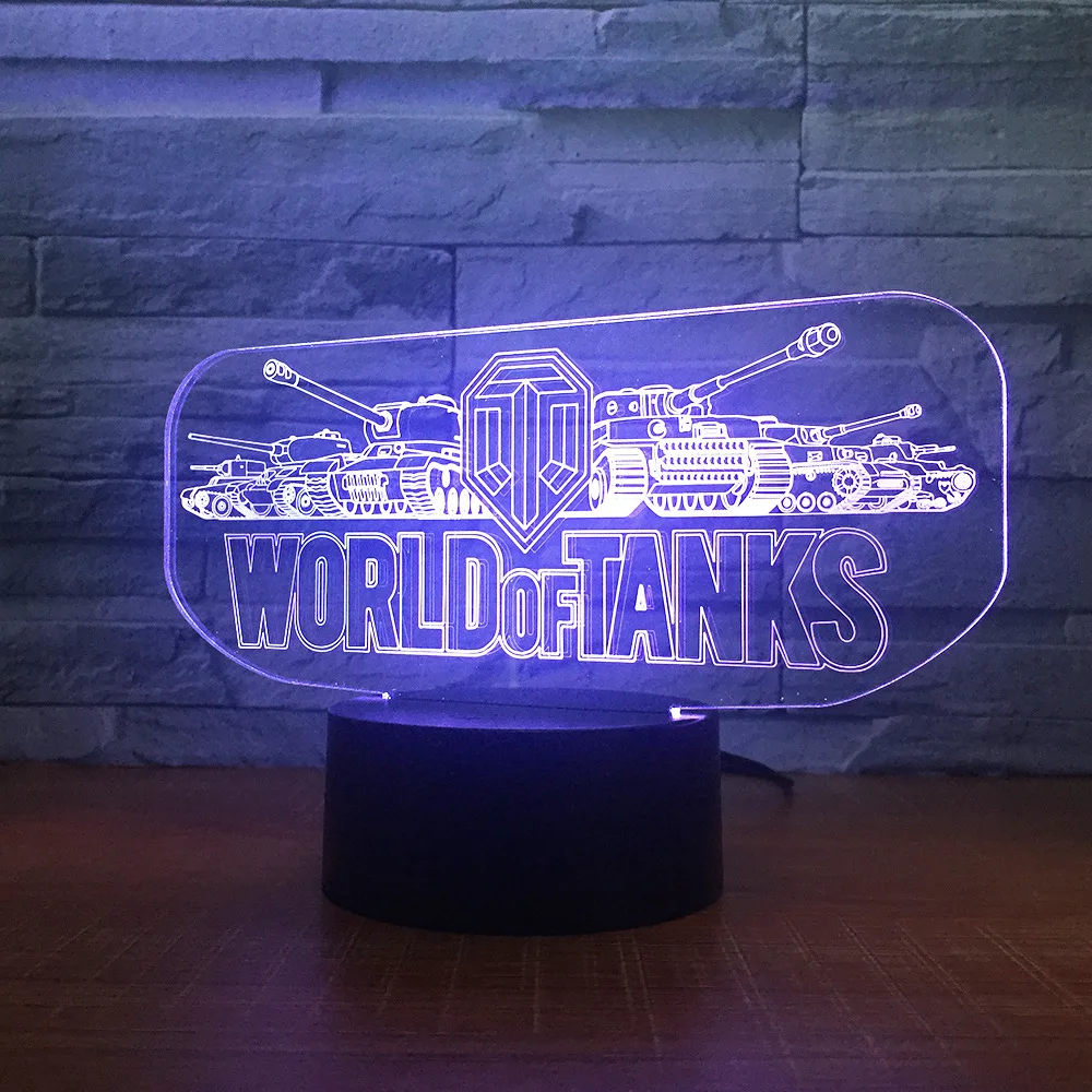 World Tank Car 3D ночник Иллюзия 3d светодиодный LED 7 цветов changingTouch настольная лампа для ребенка подарок на день рождения Прямая поставка