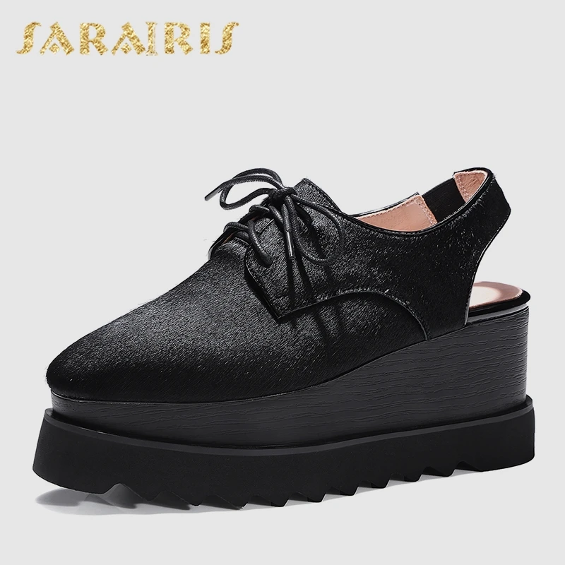 

Sarairis 2019 New Fashion Horsehair Flat Platform Shoes Woman Spring Slingbacks Flats Women Comfort High Shoes Woman