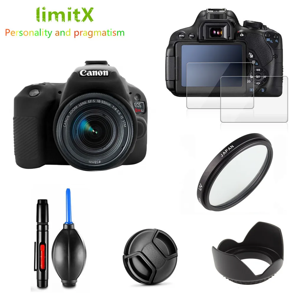 

Full Protect Kit Screen Protector Camera case bag UV Filter Lens hood Cap pen Blower for Canon EOS 200D SL2 with 18-55mm lens