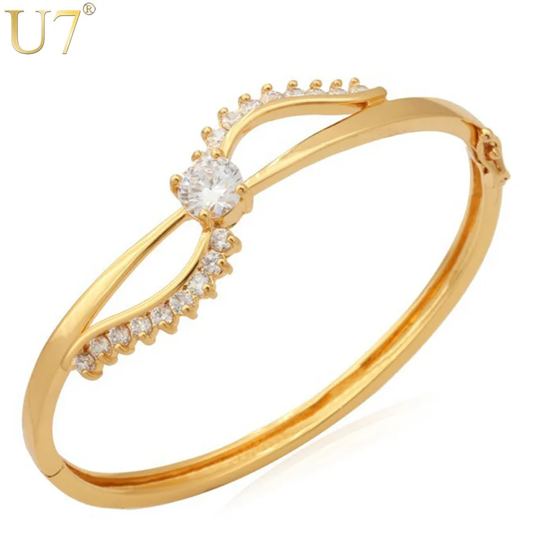 

U7 Luxury Zirconia Bracelets Bangles Women Gift Trendy 2 Colors Fashion Jewelry H429