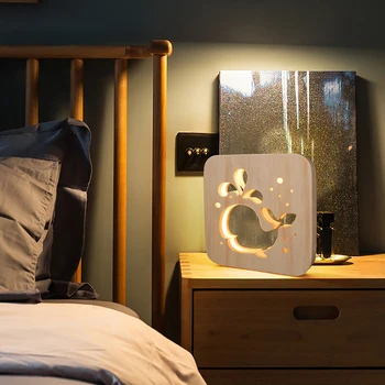 

Wooden Night Light Children's Bedroom Decoration Warm Light LED USB Desktop Decorative Table Lamp Children's Gifts