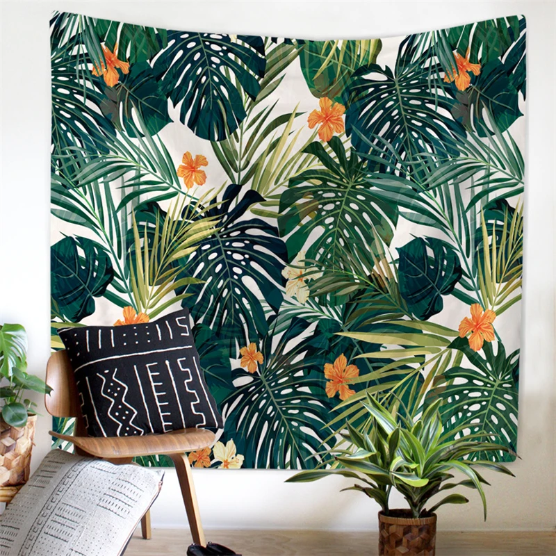 Big Flower Leaf Printed Polyester Wall Tapestry Beach Towel Livingroom Decor Hanging Topestry 1pcs Home Art Blanket Soft Carpet