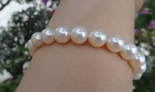 

FREE SHIPPING HOT sell new Style >>>> huge 11-12MM natural south sea genuine white Round pearl bracelet 7.5-8" AAA