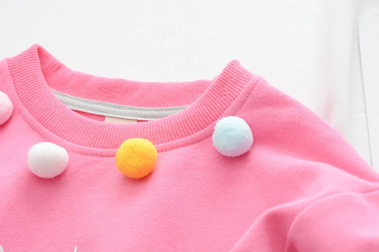 Children Sweatshirt Autumn Girls Shirt Long Sleeve T-shirt For Girls Fashion Colorful Pompoms Kids Clothes Brands Baby Girl Tops (3)