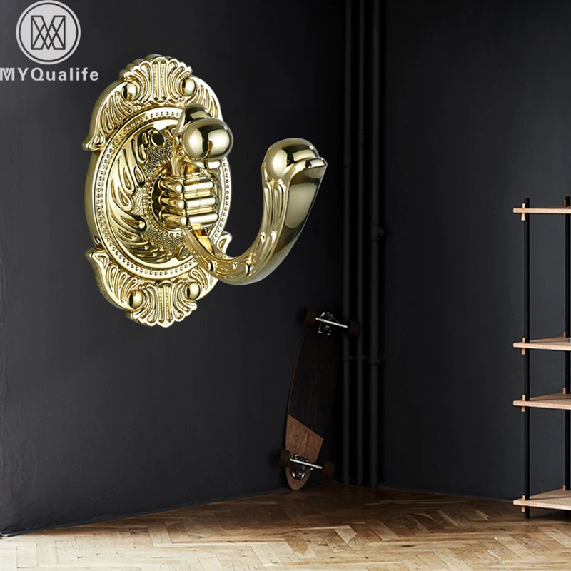 Golden Hook Brass Wall Clothes Rack Cloth Hook Wall Hook Robe Hook For