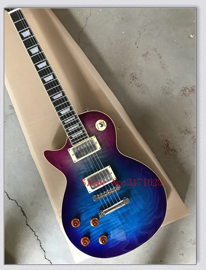 

Left hand 2018 New + factory + guitar custom blue electric guitar flamed maple top custom 1959 guitar Free shipping guitar