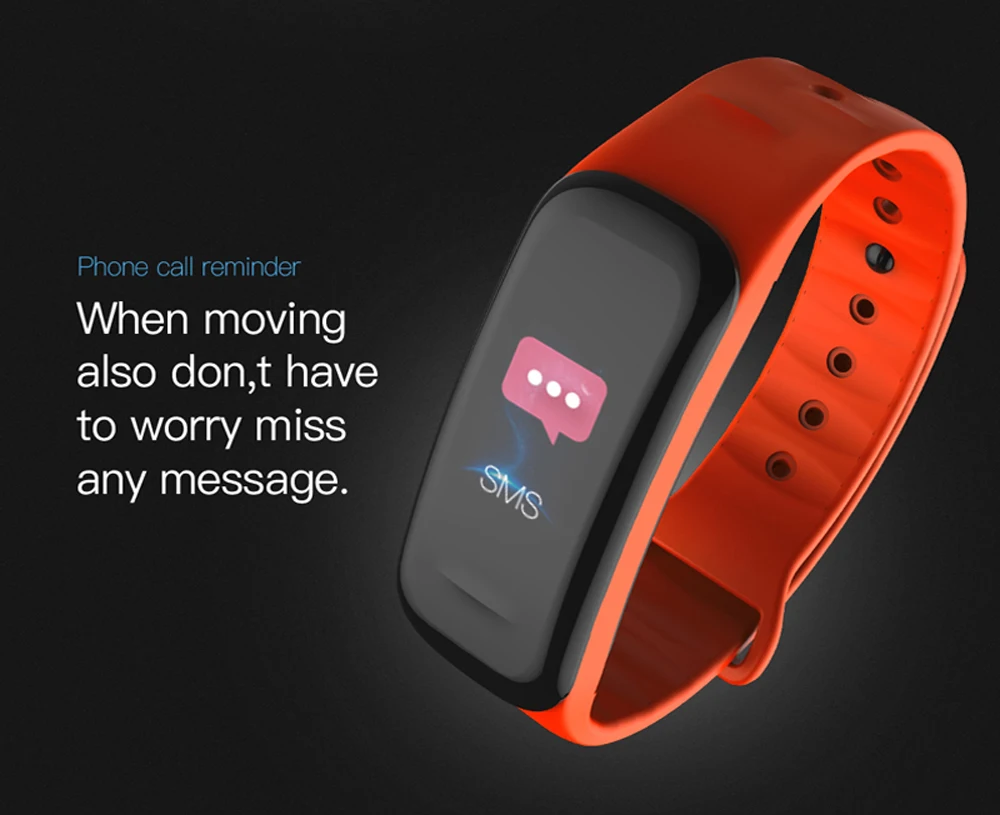 RUIJIE C1Plus Color Screen Fitness Bracelet Heart Rate Blood Pressure Oxygen Monitor Activity Tracker Waterproof Smart Band C1S