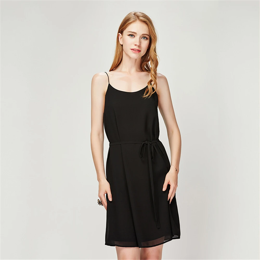 Louyebouho Women Sleeveless Slim Chiffon Dress Sexy Solid Backless Lace up Sash Party Dresses Summer Fashion Vestidos Beachwear