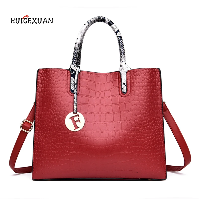 

Fashion Handbag Women 2019 New PU Leather Handbags Big Capacity Women Bag Casual Tote Bag Elegant Crocodile Pattern Shopping Bag