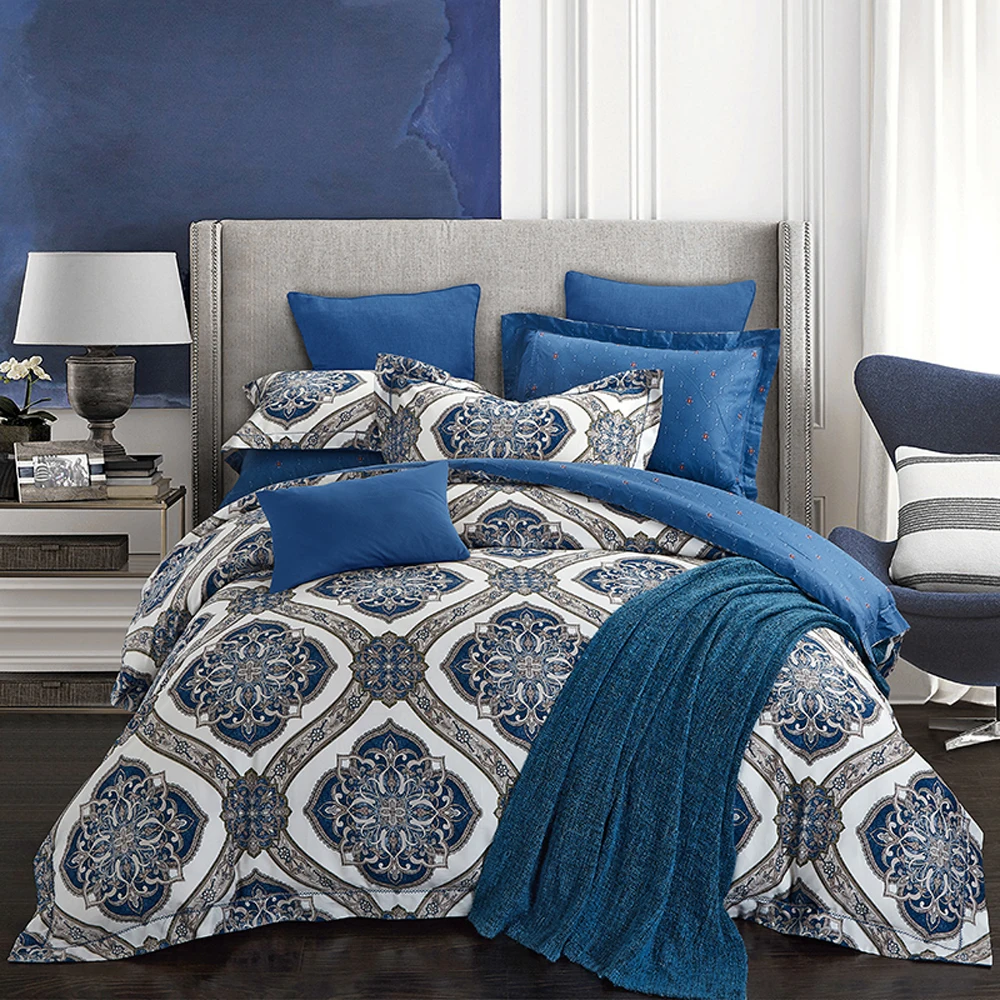 

2018 Fashion Bohemian Paisle Duvet Cover Set Winter Thick Bedding Sets Sanding Cotton Queen King Size Bedding Sets Pillowcases