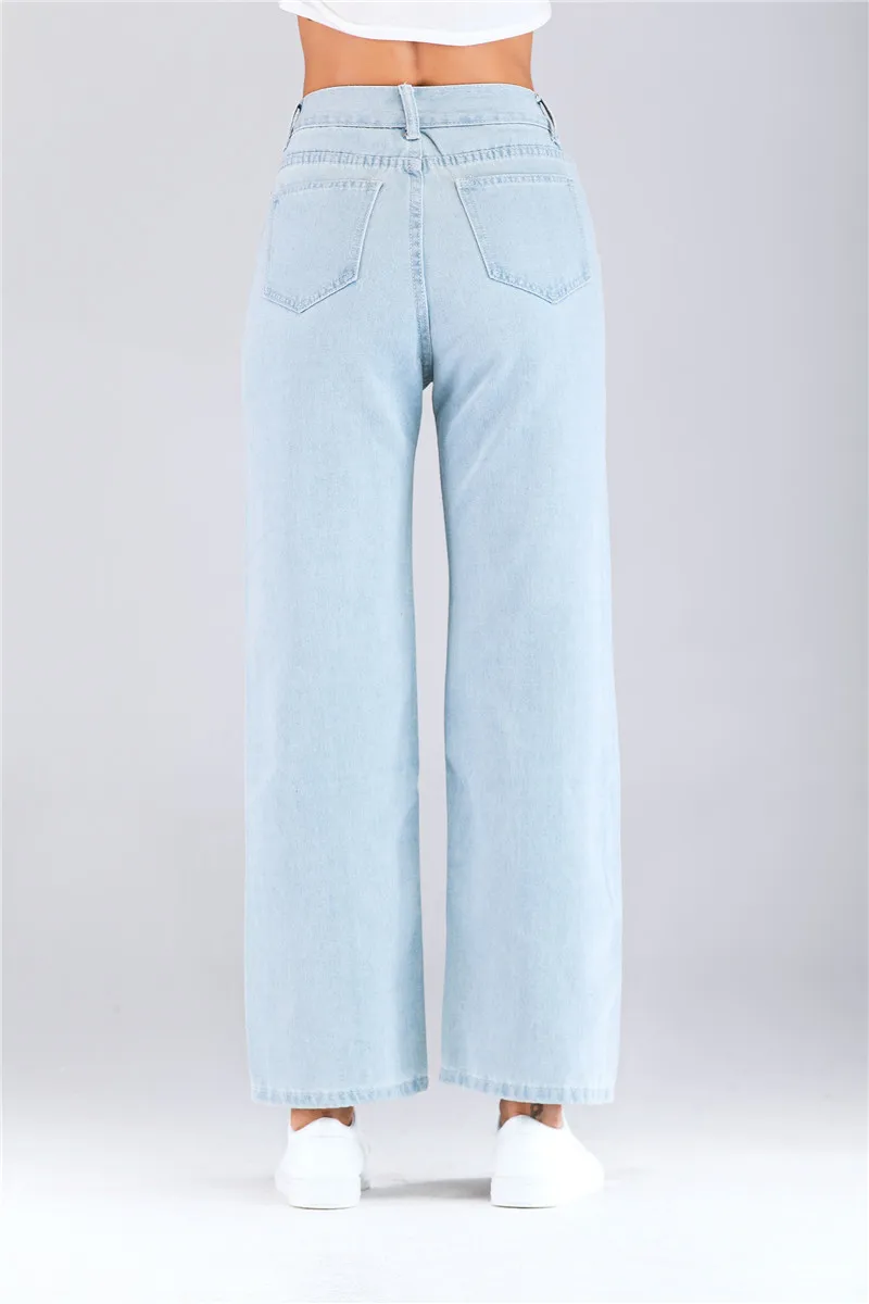 Джинсы с высокой талией и широкими штанинами женские свободные винтажные женские джинсы 2019 Весна Лето Длинные на молнии Fly винтажные