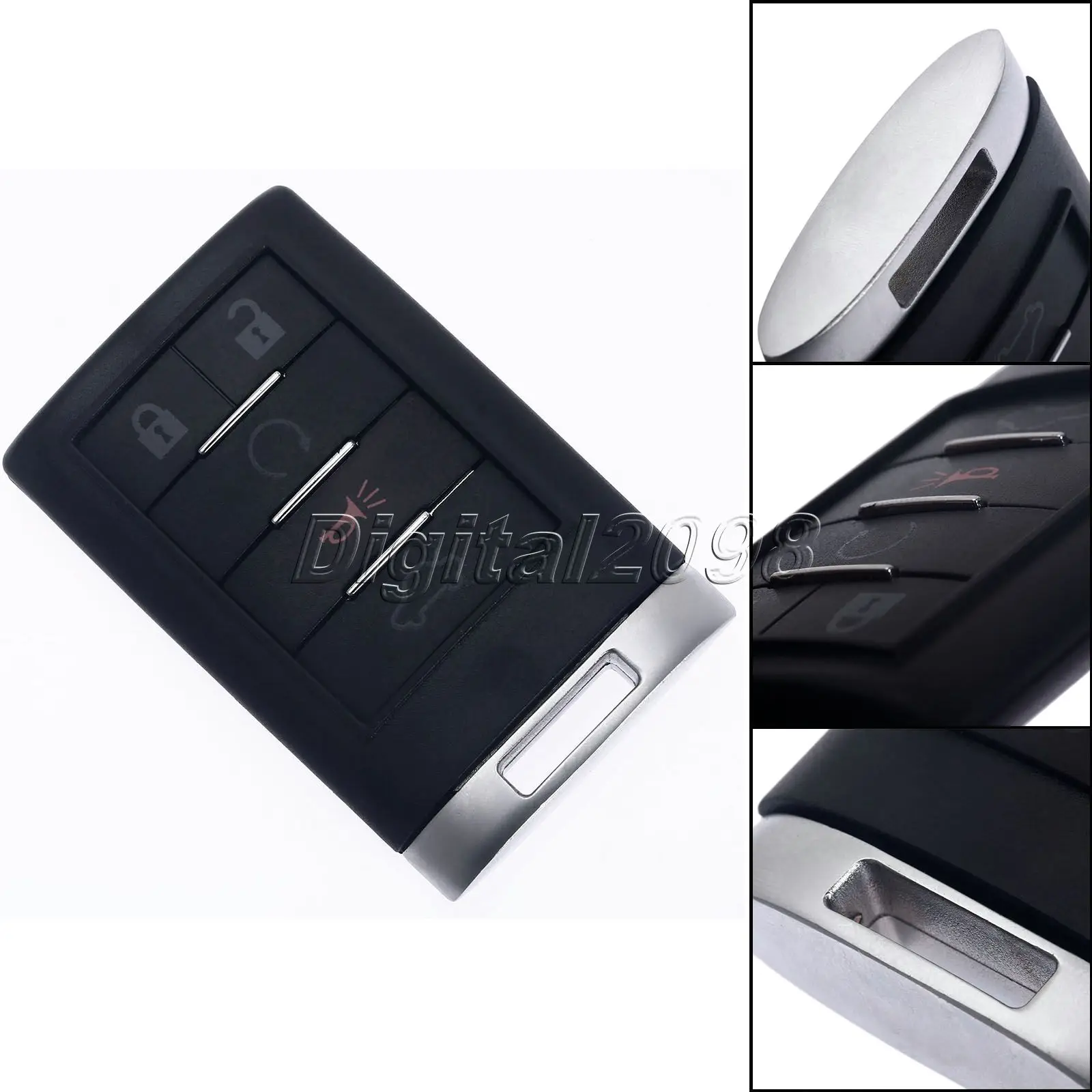 

5 Button Entry Lock Unlock Trunk Release Key Shell with Smart Fob Remote Keyless Key Case Replacement Cover for Cadilac CTS DTS