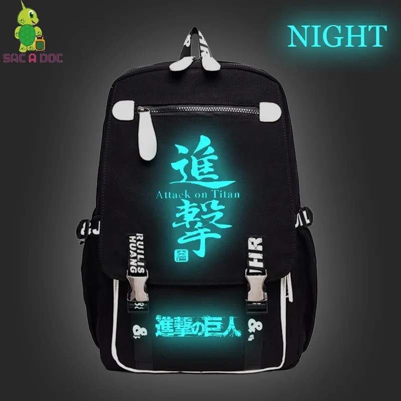

Anime Attack on Titan Luminous Backpack College Student School Bags Travel Rucksack Women Men Large Laptop Backpack