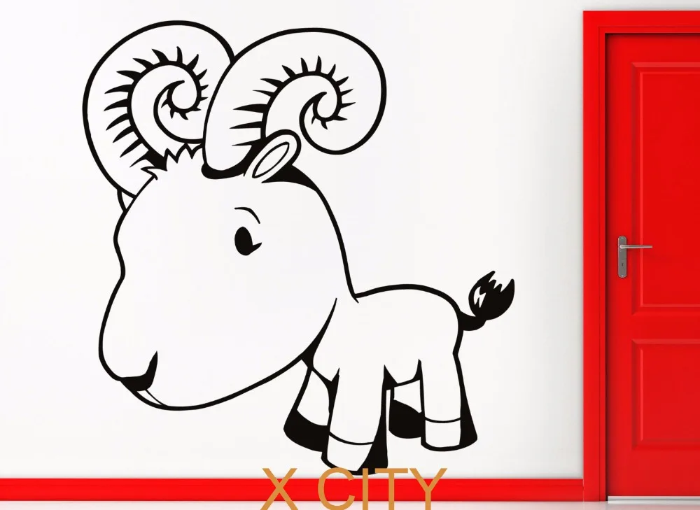 Adorable Goat Cartoon wall art sticker decal removable vinyl cut DIY