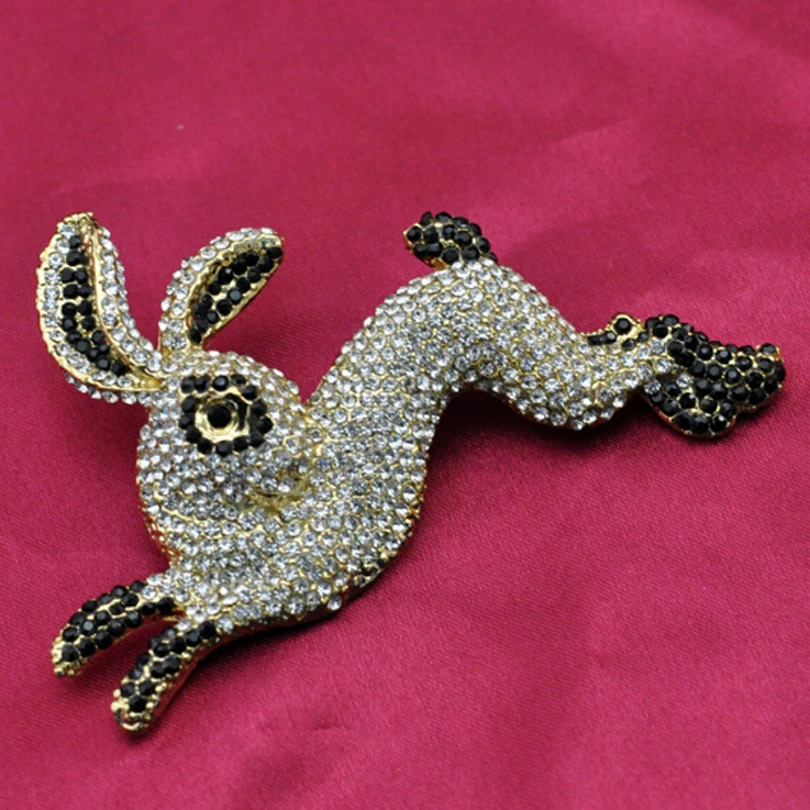 Exquisite Full Crystal Rabbit Large Brooch Pins Women Wedding Party Garment Sweater Accessories Brooches Brand Jewelry XZ351 | Украшения и