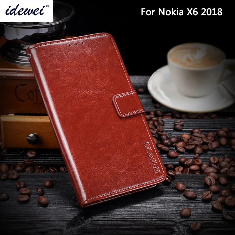 IDEWEI для Nokia X6 2018 чехол Роскошный кожаный телефона TA-1099 Защитный флип Wallet 5 8&quot |