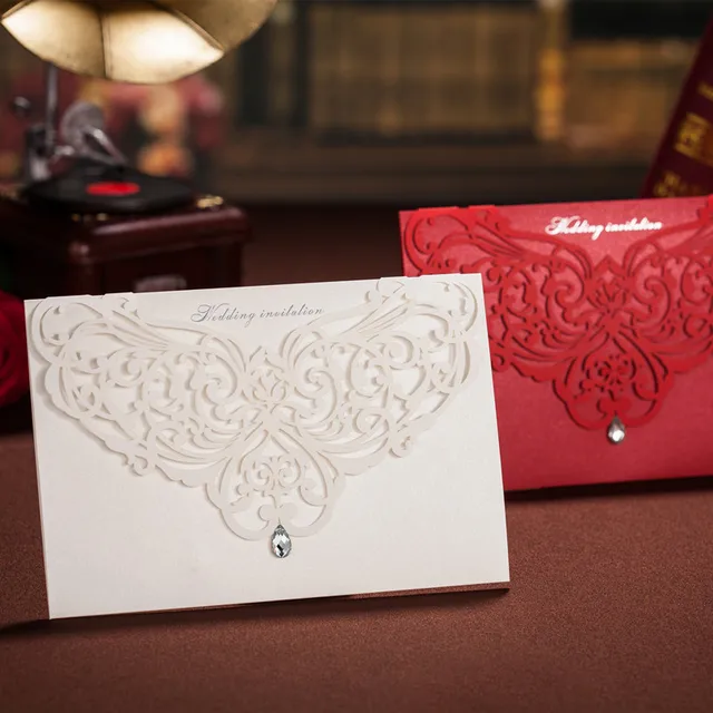 aliexpress com buy 100pcs laser cutting invitation card blank red invitation blanks