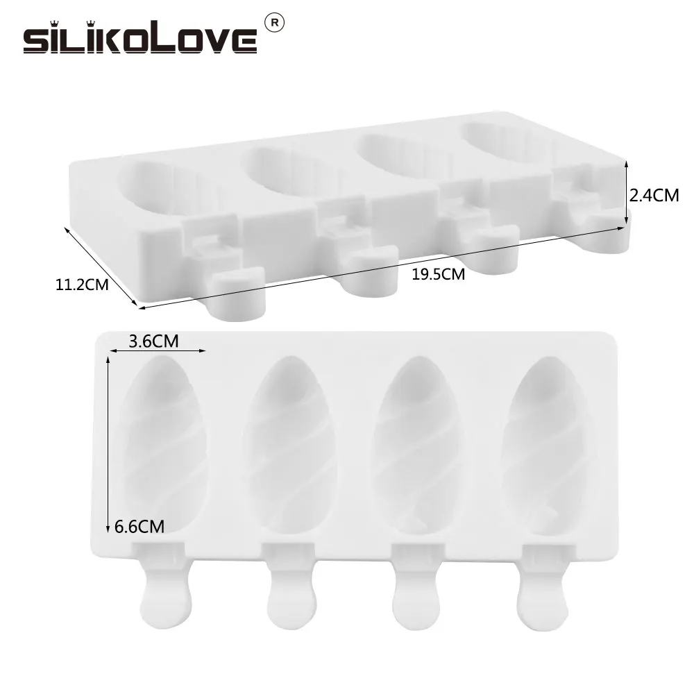 Силиконовая форма для мороженого с 4 полостями SILIKOLOVE палочки кухонные