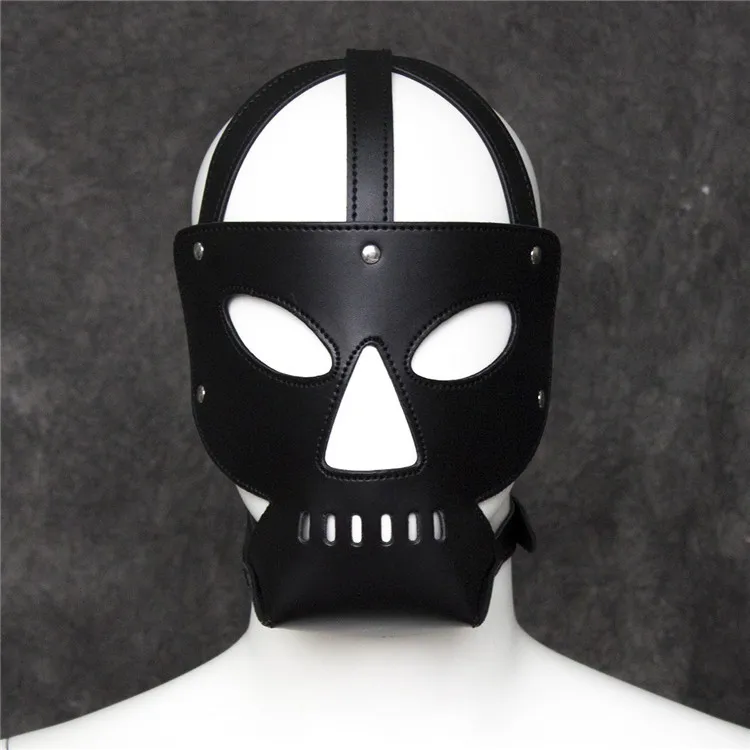 Foreign Selling Leather Mask Fetish Goggles Leather Mask Hood Training Mask Bdsm Bondage Erotic