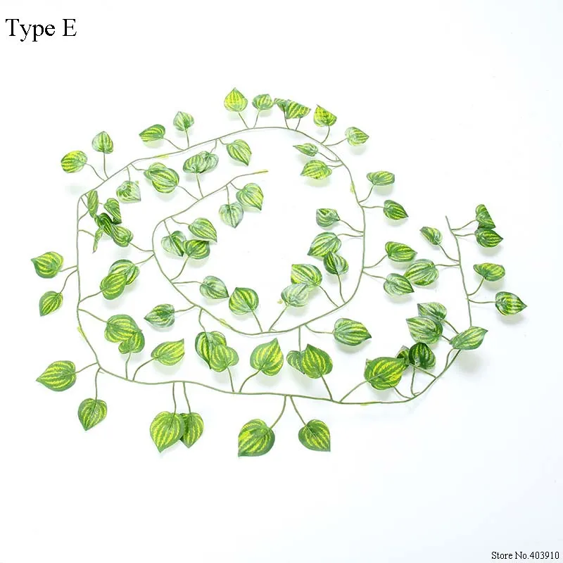 2 м длинные искусственные растения зеленые листья плюща искусственный виноград искусственная Виноградная лоза партеноцисс листва листья дома свадебный бар украшения - Цвет: E