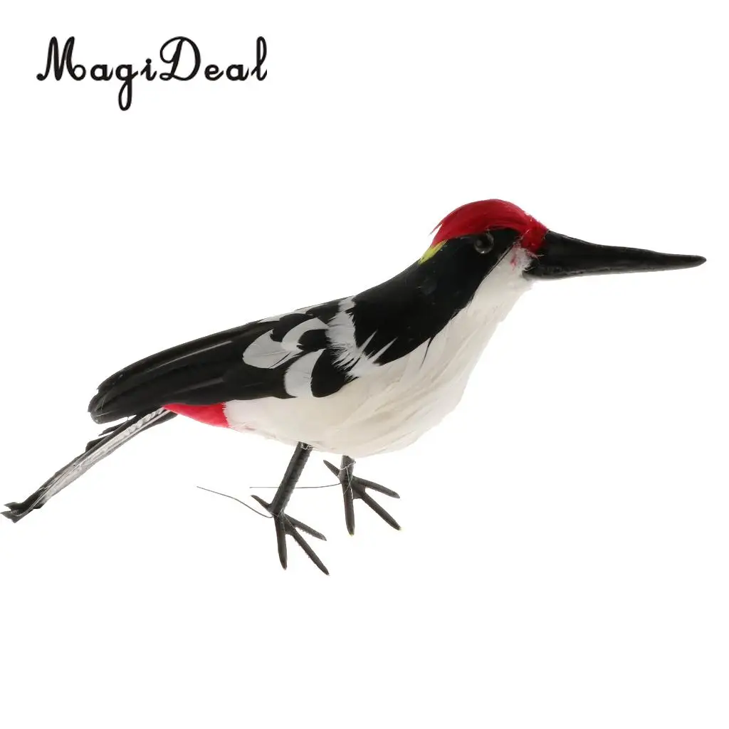 Realistic Artificial Animal Feather Garden Figure Woodpecker Bird Model Home Park Garden Tree Ornament Decor