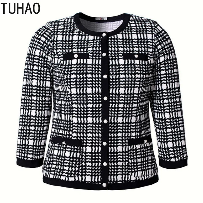 

TUHAO 2019 Spring Women Elegant Blouse Plus Size 6XL 5XL 4XL Blouse Plaid Shirt Office Lady Shirts Female Long Sleeve Tops ZPZ