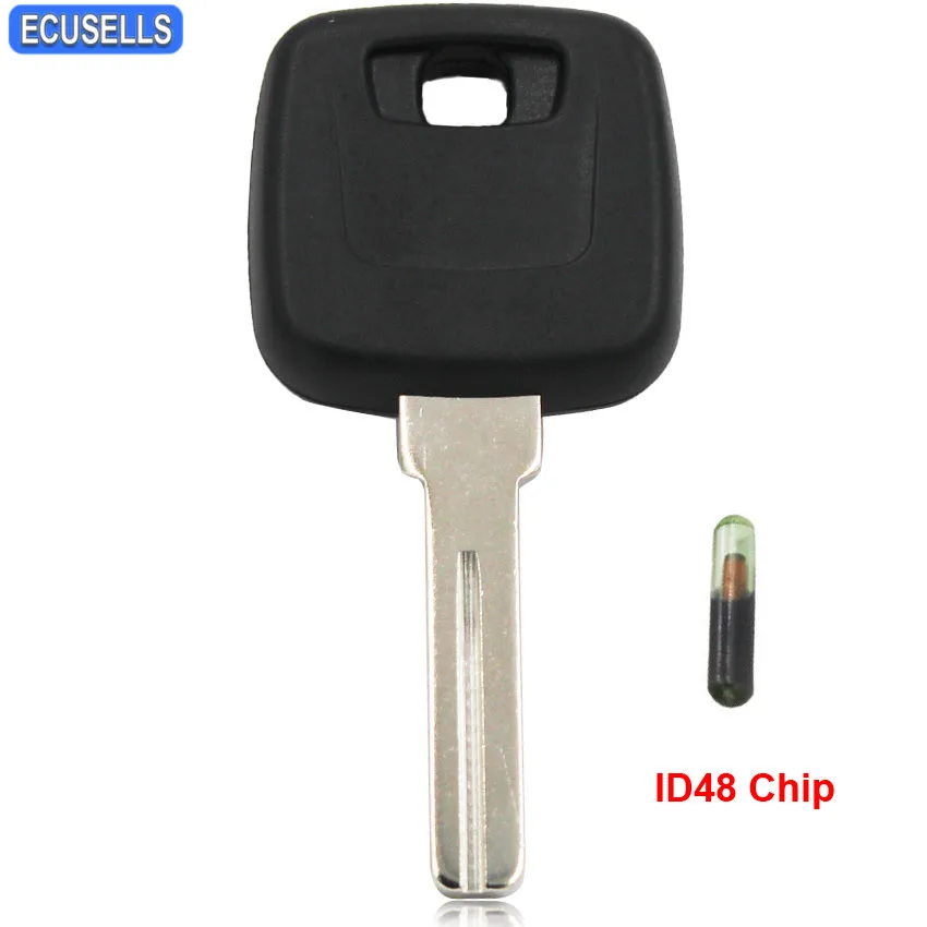 

Transponder Chip Ignition Key Remote Key Shell Case Uncut Blade Blank Insert Key for Volvo S60 S80 V70 XC70 XC90 With ID48 Chip