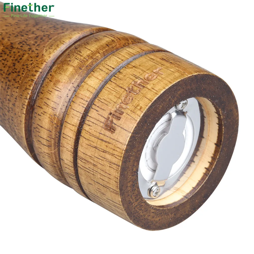Finether Pepper Mills 8.7 inch Classical Wooden Pepper Sauce Spice Salt Corn Mill Grinder Hand Movement Convient Kitchen Tools1