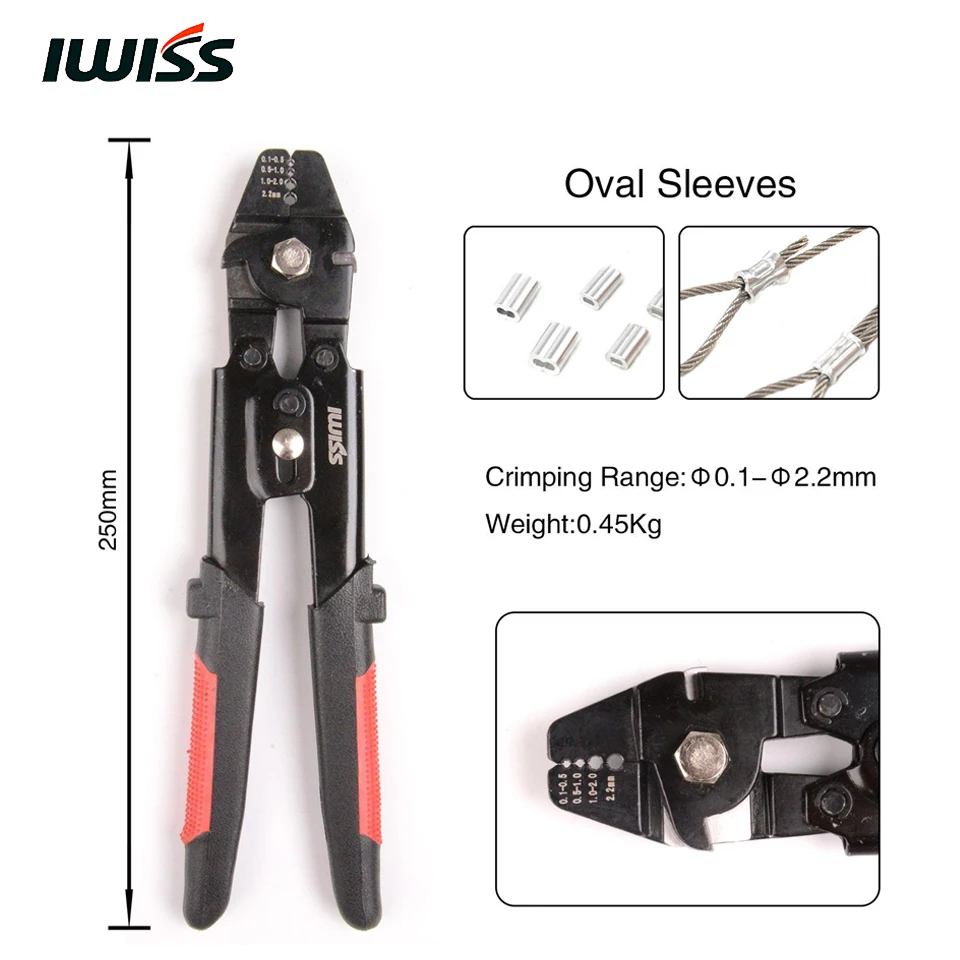 IWISS WX 250B Wire Rope Crimping Tool with Cutting Function and Safety Lock Crimp Range from 0