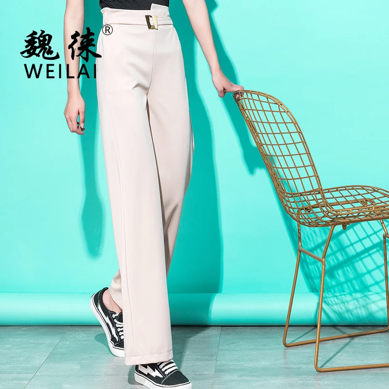 

Women High Waist Wide Leg Pants 2019 Spring Summer Casual Loose Elastic Waist Harajuku Gothic Palazzo Plus Size Trousers Pants