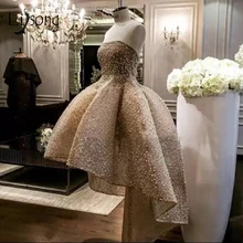 Роскошные платья для выпускного вечера с жемчугом цвета шампанского Abendkleider, кружевные платья для выпускного вечера в арабском стиле Abiye, длинное вечернее платье