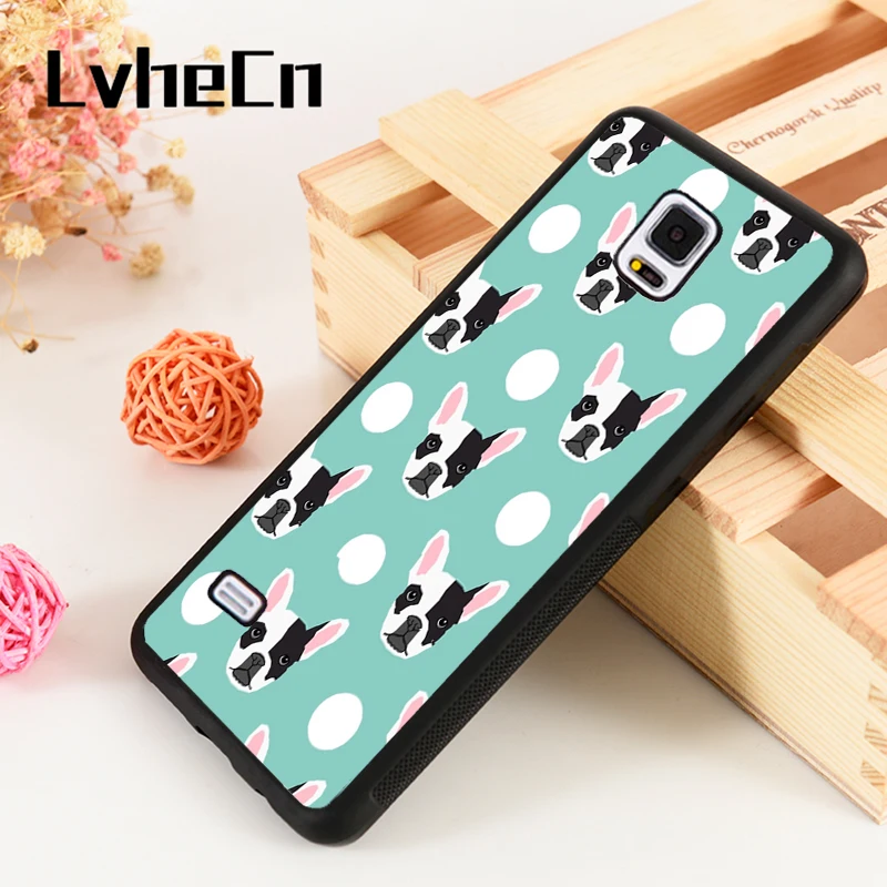 

LvheCn S3 S4 S5 Cases For Samsung S6 S7 S8 S9 egde plus Note 4 5 8 9 French Bulldog Pattern Polka Dogs Dog Head Lover Frenchie