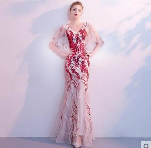 

Birthday Party Celebrate Dress Nightclub Sexy Costume Women Singer Bar Show Dress Bright 2 Colors Sequins Long Dress Women's