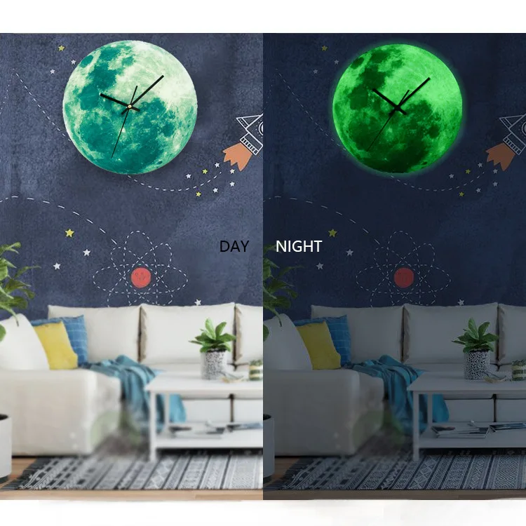 

Luminous Glowing Moon Creative Wall Clock Modern Design Living Room Cartoon Decorative Clock Clock European Clocks