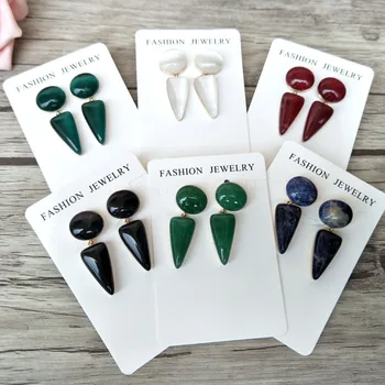 

5Pair triangle shape opal Stone Dangle Earrings for Women,Cat Eyes'Stone Gem stone Jewelry Druzy ER498