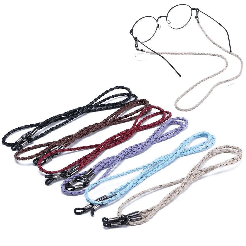 

1Pcs 2019 70cm Colorful Leather Glasses Neck Strap String Ropes Band Leather Eyeglass Cord Adjustable End Glasses Holder Eyewear