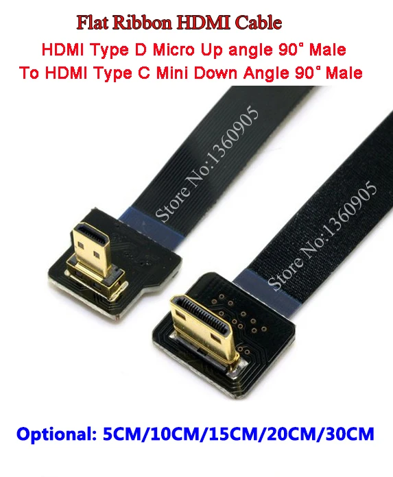 5 см/10 см/15 см/20 см/30 см ультра тонкий HDMI кабель Тип C под углом 90 градусов для микро вниз угол 90 градусов Плоская Лента HDMI кабель FPV