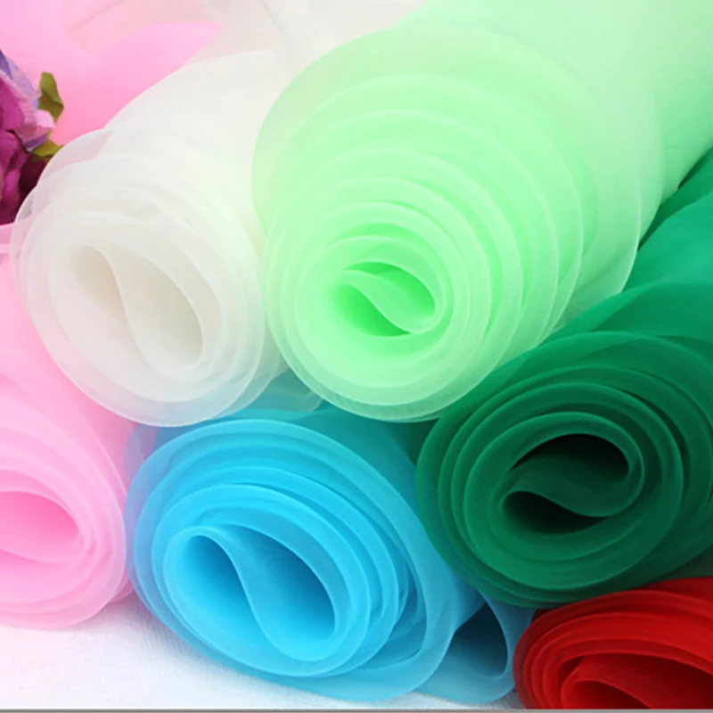 

high quality organza soft silk polyester dyed fabric for wedding dress table cloths sewing DIY patchwork curtains
