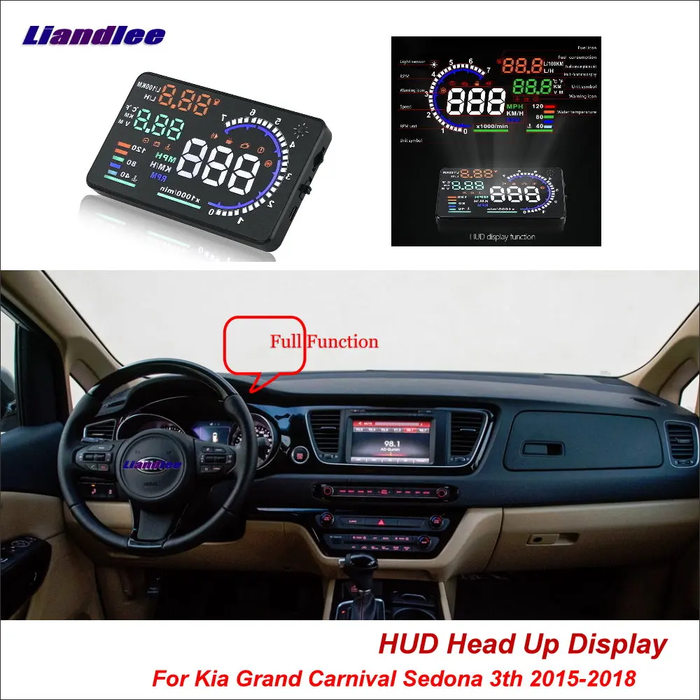 Liandlee автомобильный HUD Дисплей для Kia Grand Carnival Sedona 3th 2015 2018 безопасный экран