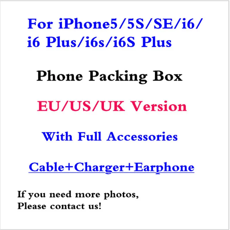 bilder für 100 teile/los Qualität US/EU/UK Version Telefon Verpackung Verpackung Box Fall Für iPhone6/6 s/6 s plus/i5/5 s/se Mit Voller Zubehör bilder für 100 teile/los Qualität US/EU/UK Version Telefon Verpackung Verpackung Box Fall Für iPhone6/6 s/6 s plus/i5/5 s/se Mit Voller Zubehör