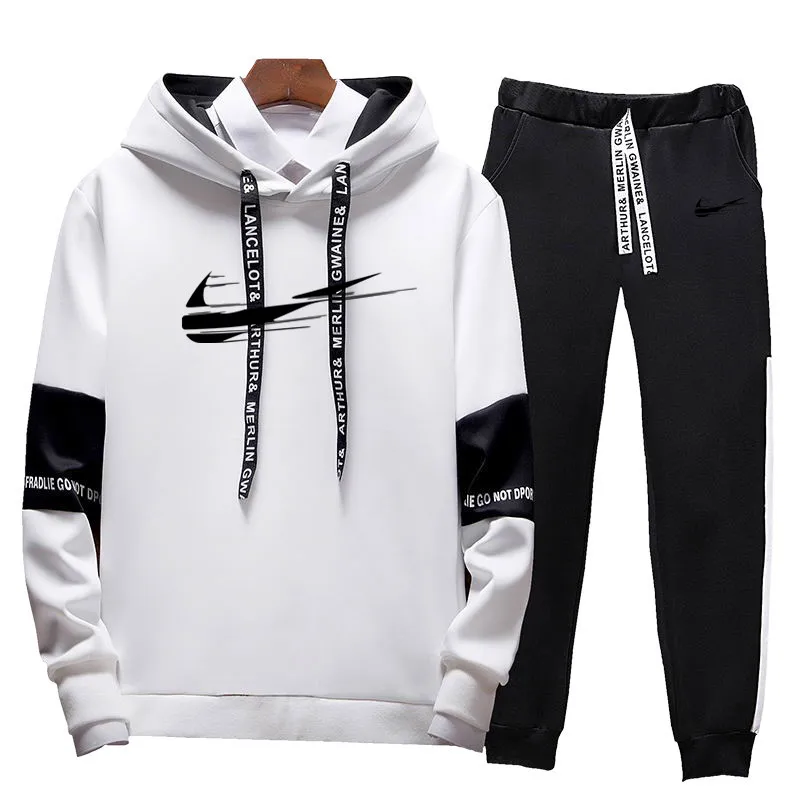 

2019new 2 piece suit male / female hoodie + pants suit high quality comfortable cotton popular brand printing male / female sui