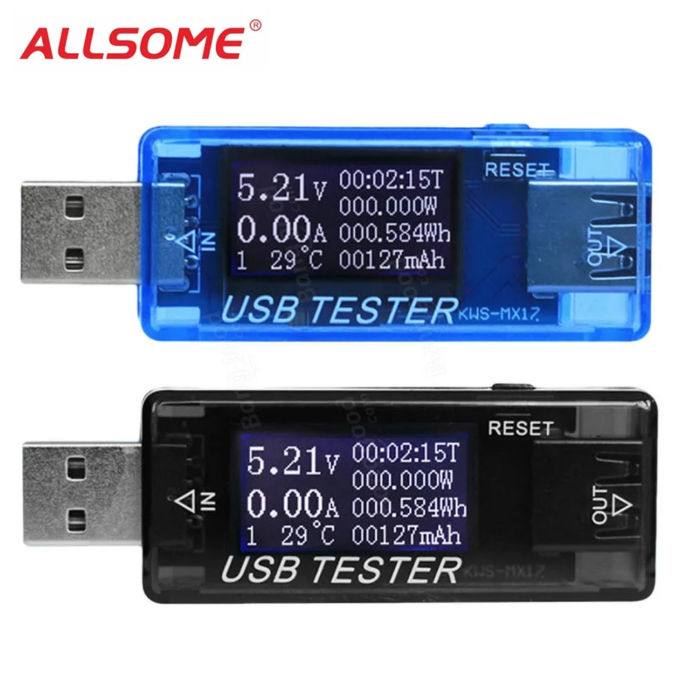 

ALLSOME 8 in1 QC2.0 3.0 4-30V Electrical Power USB Capacity Voltage Tester Current Meter Monitor HT2044-2045+