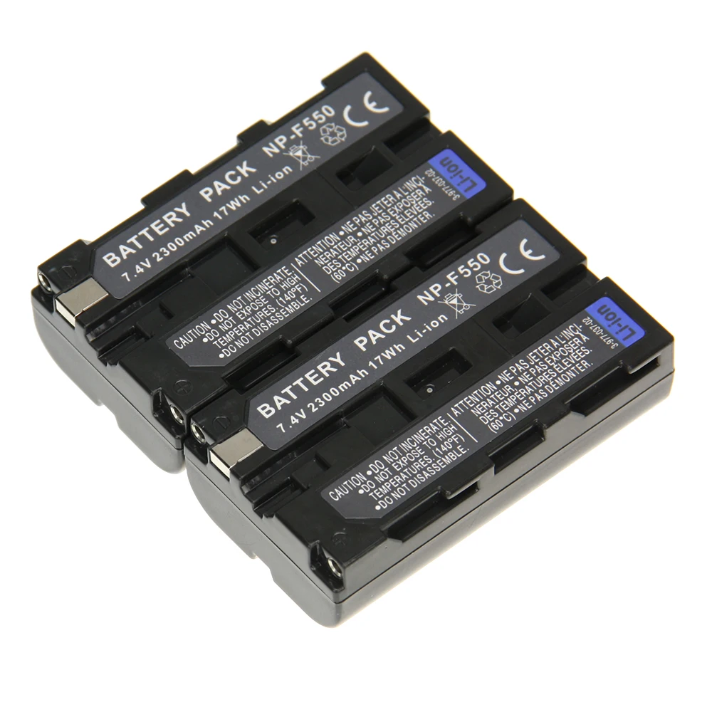 

2pcs 2300mAh 7.4V NP-F550 NP F550 NP-F570 NP F570 Rechargeable Li-ion Camera Battery For Sony  NP-F330 F750 CCD-SC CCD-TR