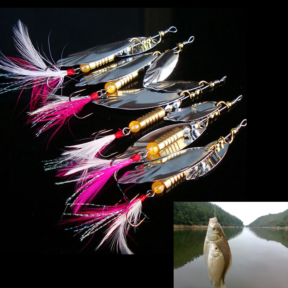 

1Pcs 5.5g Fishing Lure Hook Spinner Spoon Lures Rotating Leather Metal Sequins Bait Hooks 10*5*2cm