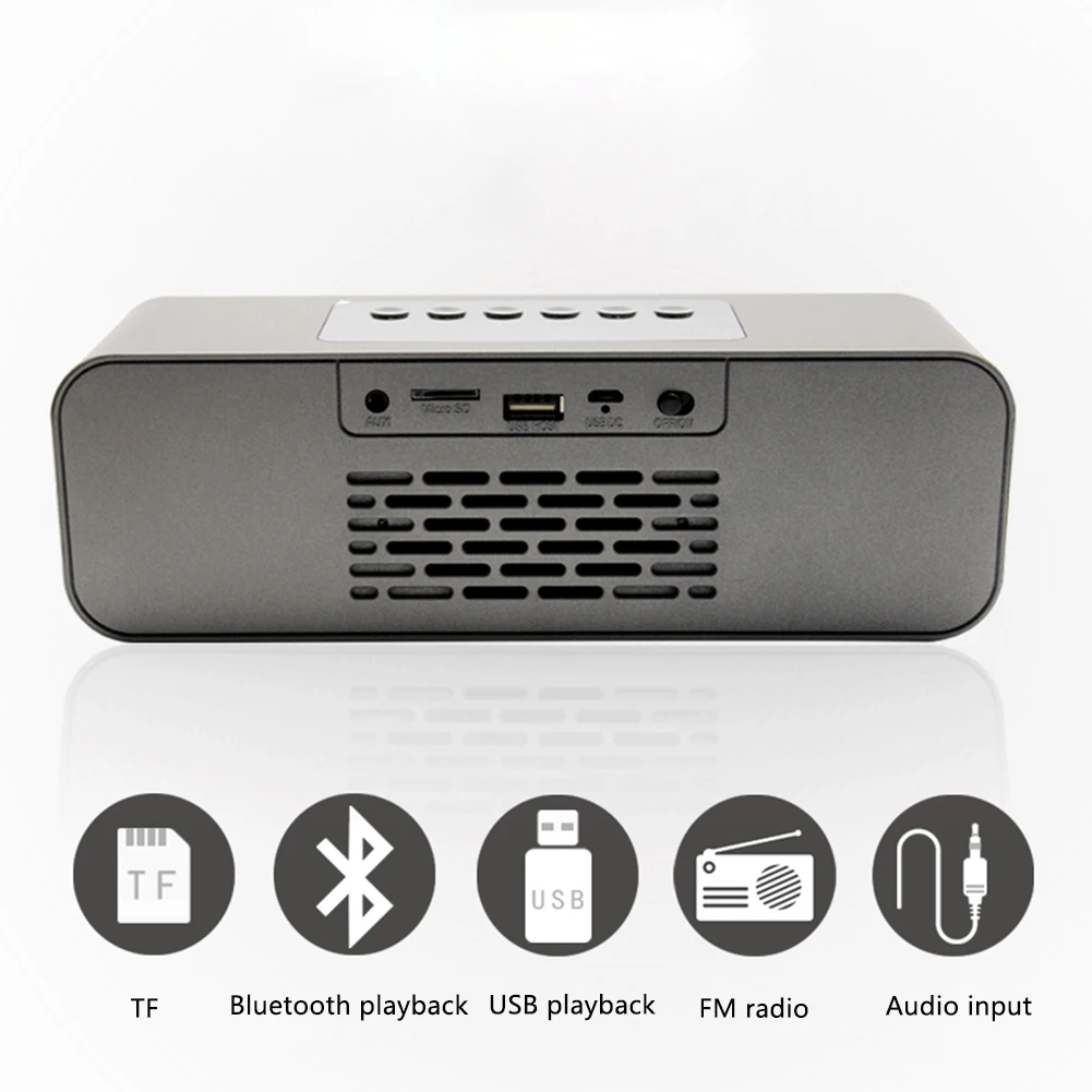 Мультимедийный мини HIFI V4.0 Bluetooth Динамик светодиодный Дисплей Время тревоги Беспроводной громкий Динамик Портативный Динамик