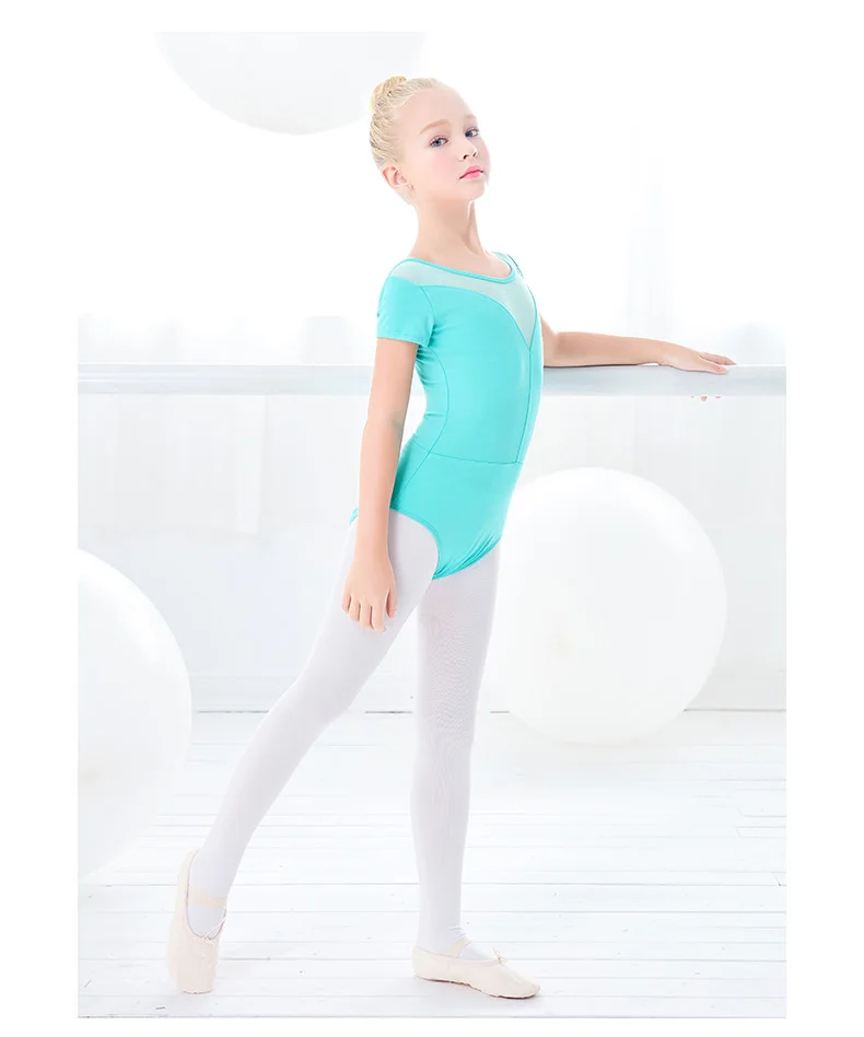 Для девочек, для балета трико из сетчатой ткани одежда для занятий гимнастикой Детская одежда для бальных танцев короткий рукав боди Одежда для танцев