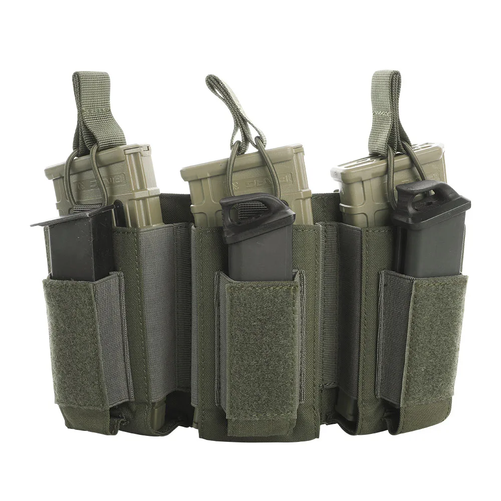 Отличные Элитные бизань тактические Molle тройной журнал сумки военный клип мешок AK M4 пистолет Пейнтбол игры аксессуары - Цвет: RGN