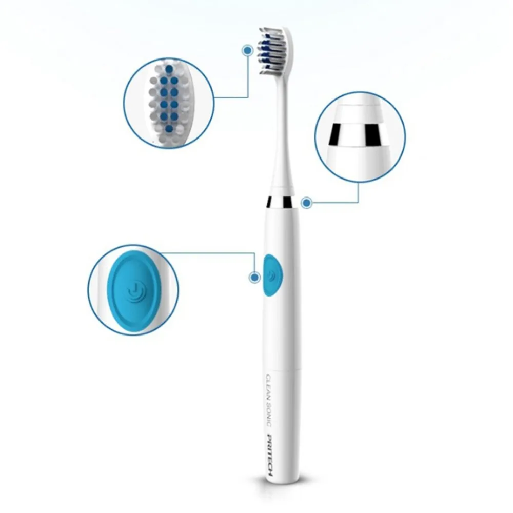 

Hot Electric Toothbrush Waterproof IPX5 Ultrasonic with Replacement Heads Battery Operated cepillo de dientes electricoOralHeath
